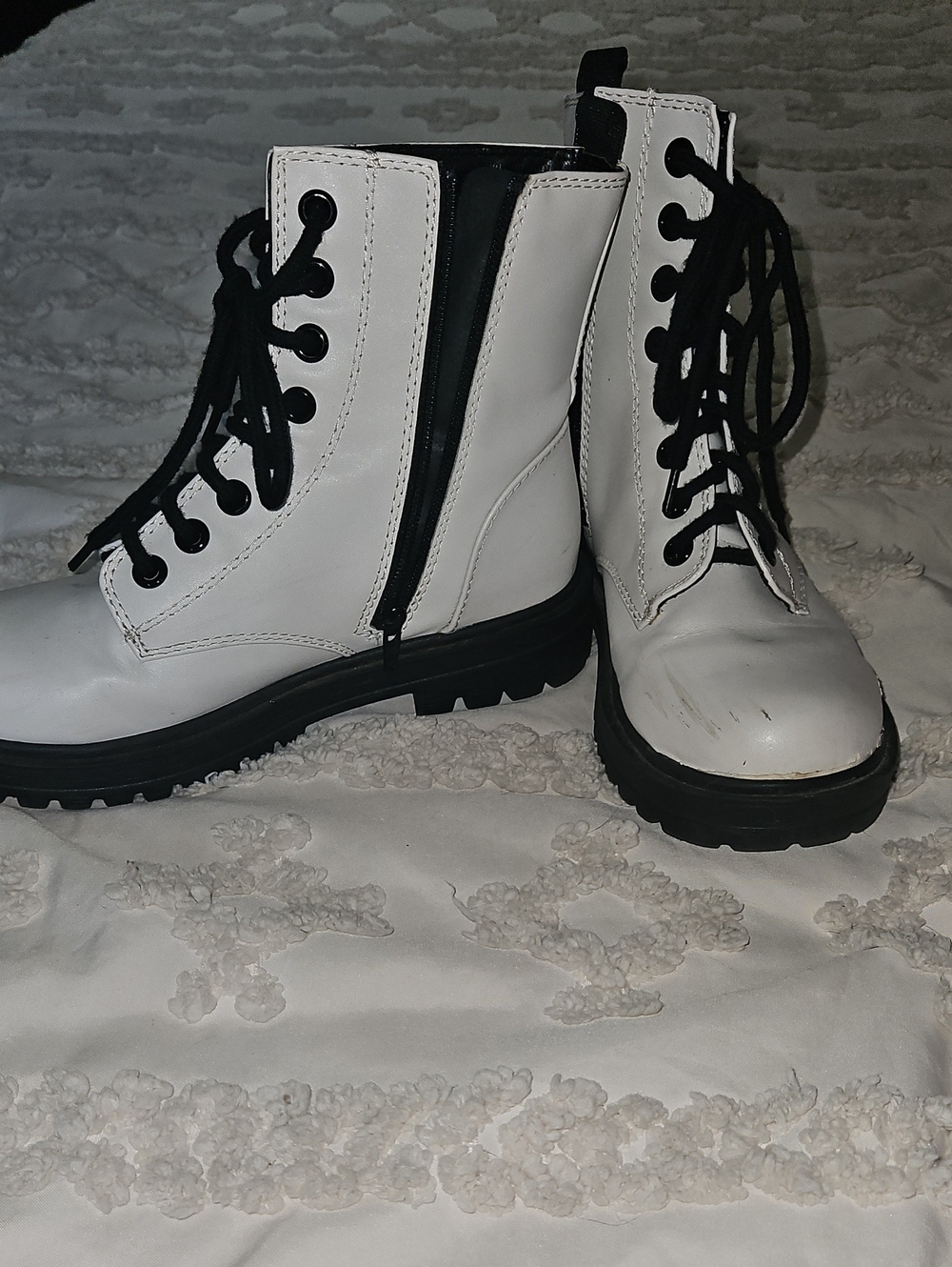 White Combat Boots Size 8 Womens